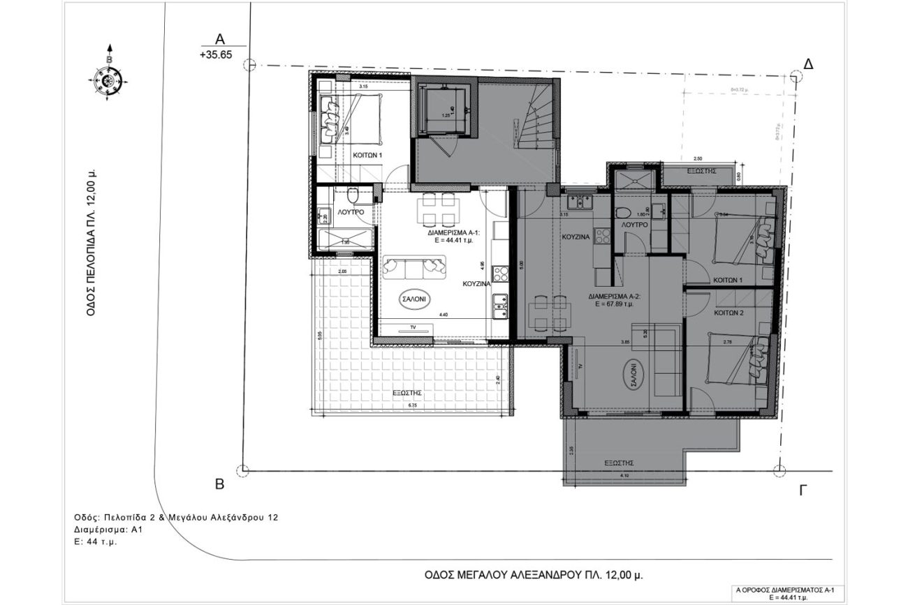 Πελοπίδα 2 & Μεγάλου Αλεξάνδρου 12 (Κορυδαλλός) - 1ος (A1) - Κάτοψη