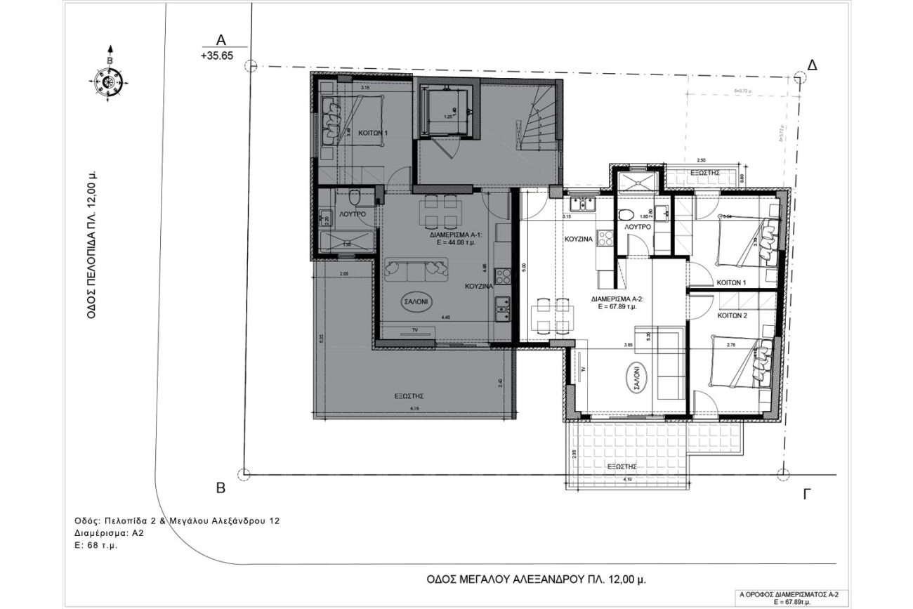 Πελοπίδα 2 & Μεγάλου Αλεξάνδρου 12 (Κορυδαλλός) - 1ος (A2) - Κάτοψη
